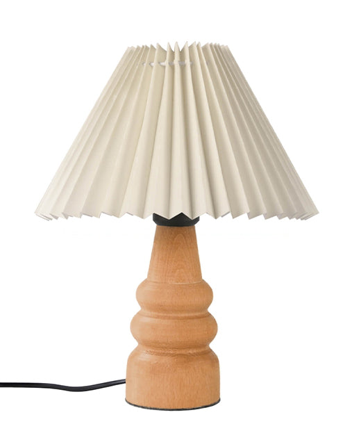 32x22 Doğal Ahşap Abajur Pileli