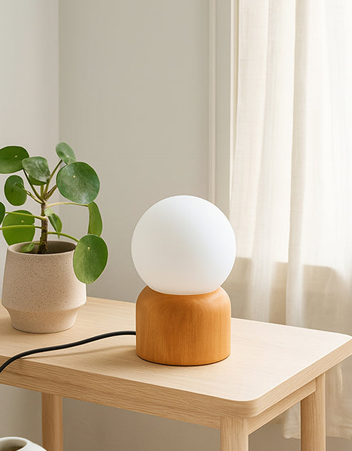 25x15 Ahşap Üzeri Cam Abajur