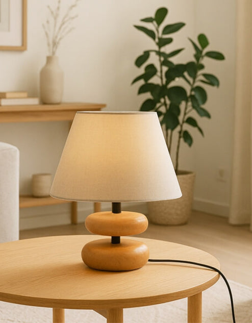 28x22 Natural Ahşap Abajur