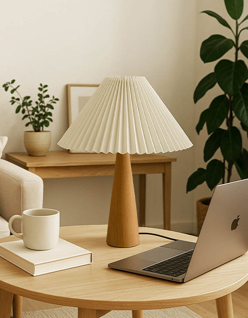 43x36 Ahşap Pileli Abajur