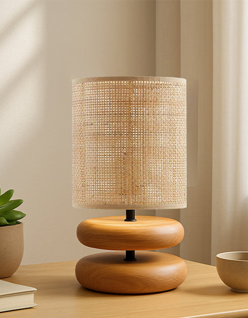 35x20 Bambu Rattan Ahşap Abajur