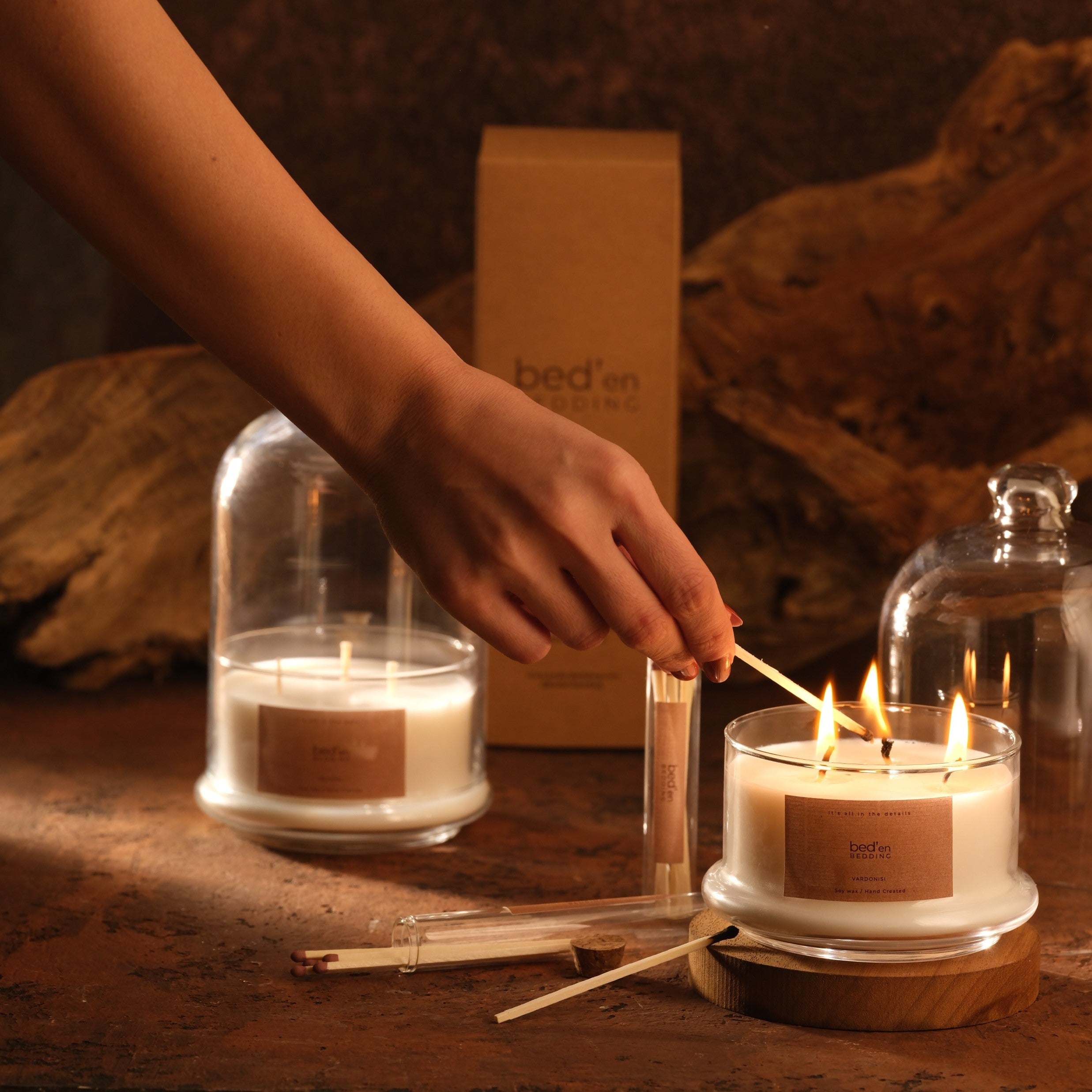 Doğal Soya Mumu - Cam Fanus ( Kapaklı )