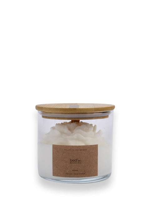 Doğal Soya Mumu - Çiçek Detay (Ahşap Kapaklı)